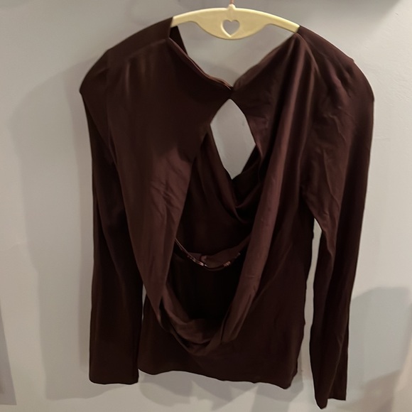 Cowl Neck Open Back Fitted Blouse - Picture 2 of 6